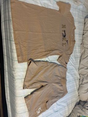 Nike 3Brand Tan Logo T-Shirt and Shorts Set